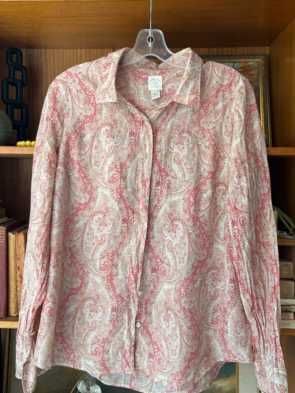 Boho CottageCore Silk Cotton Paisley J Crew Button Down 12